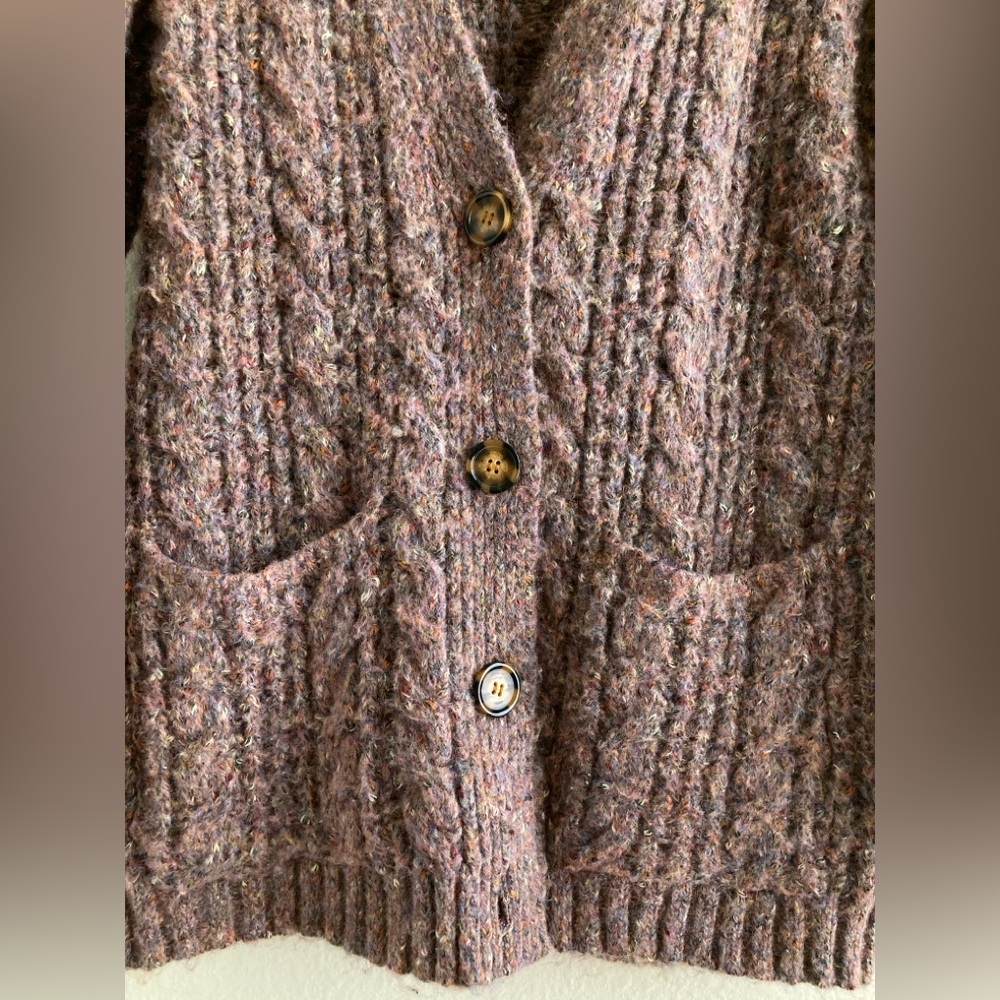 Forever 21 Dusty Rose Knit Cardigan Size S Button Front Pockets - Picture 2 of 5